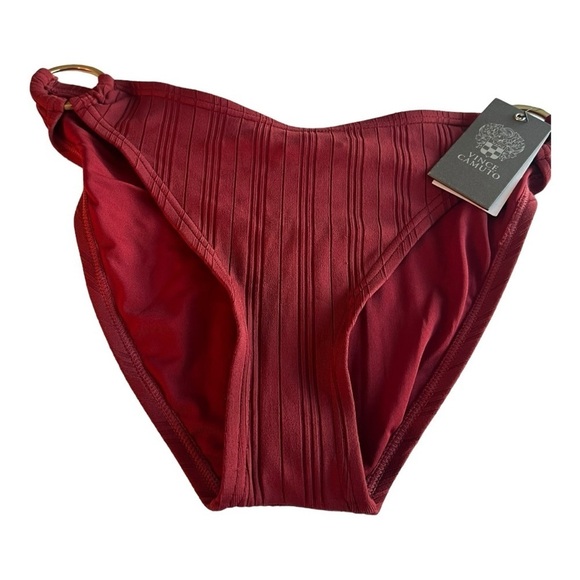 Vince Camuto Ring-accent Rib Knit Jersey Bikini Bottom in Sangria Size Medium - Picture 4 of 12